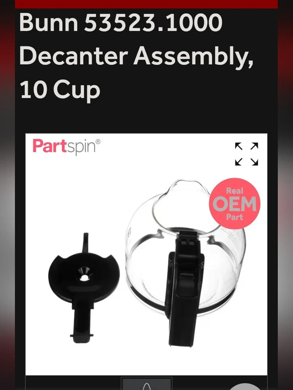 BUNN DECANTER ASSEMBLY 10 CUP 53523-1000 gently Used Pot Replacement New 49$